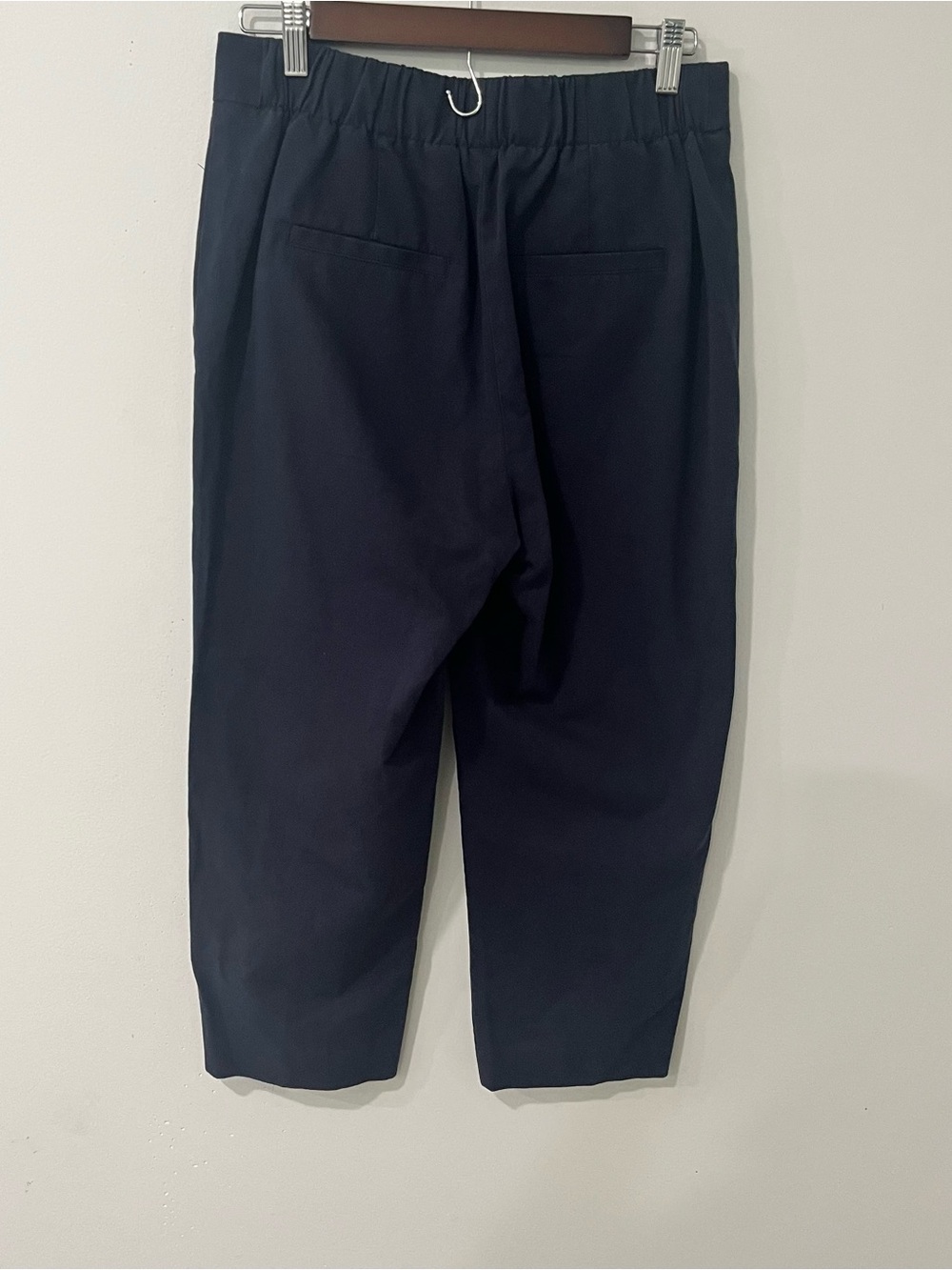 Vince 100% Cotton Navy Pintuck Pull-On Cropped Pants S Petite - Picture 3 of 9